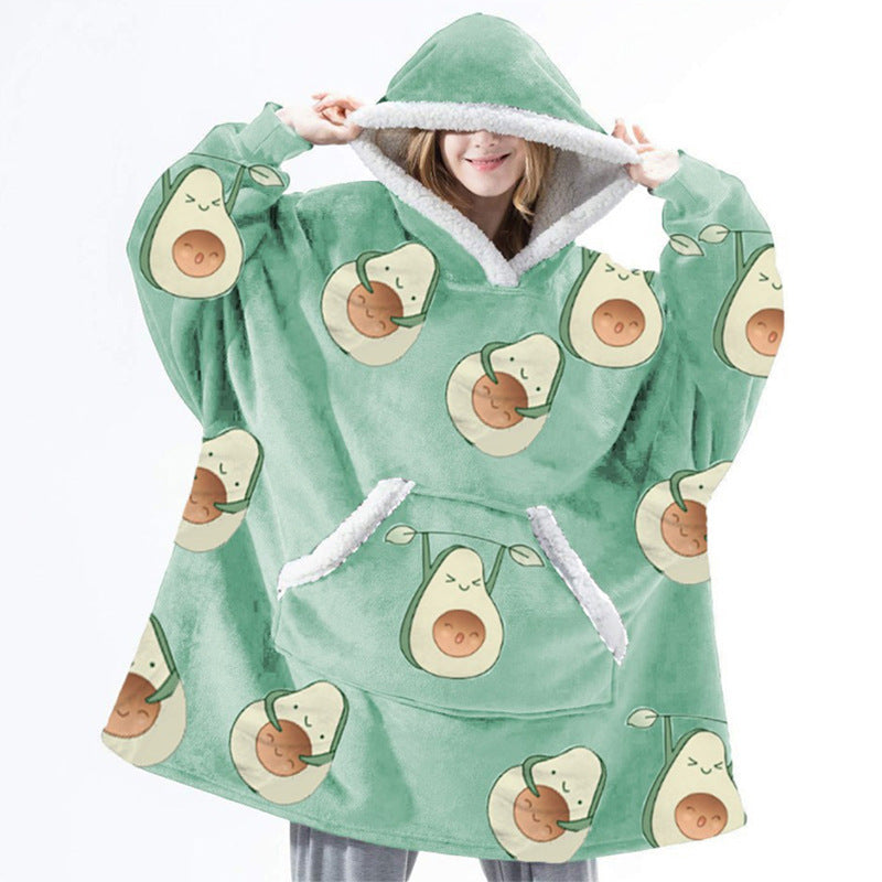 Wearable Fleece Hoodies Sleepwear for Watching TV-Blankets-Green-1-One Size-Free Shipping Leatheretro