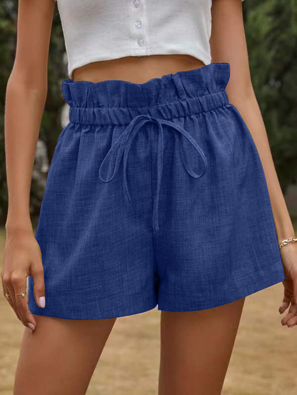 Casual Summer High Waist Women Shorts-Pants-Navy Blue-S-Free Shipping Leatheretro