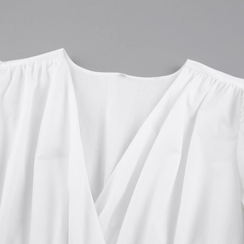 Summer Puff Sleeves Women Mini Dresses-Dresses-White-S-Free Shipping Leatheretro