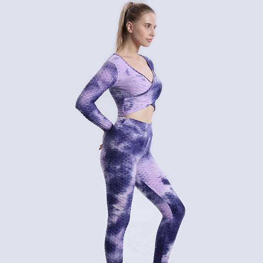 Sexy Dyed Yoga Gym Outfits for Women-Activewear-Blue-S-Free Shipping Leatheretro