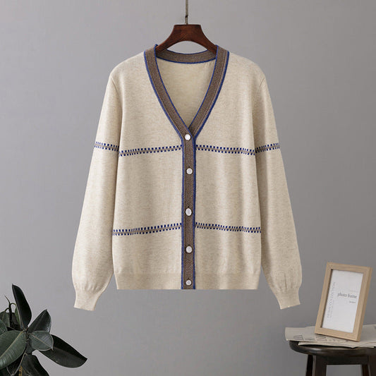 Vintage Loose Knitted Cardigan Sweaters-Shirts & Tops-Khaki-One Size-Free Shipping Leatheretro