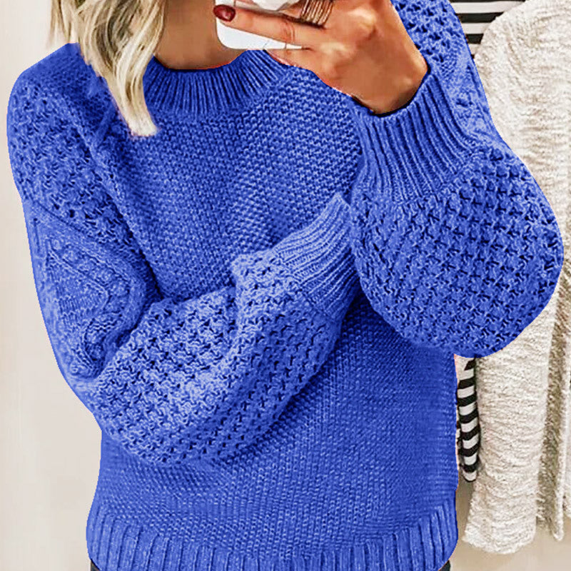 Casual Women Pullover Long Sleeves Sweaters-Shirts & Tops-Blue-S-Free Shipping Leatheretro
