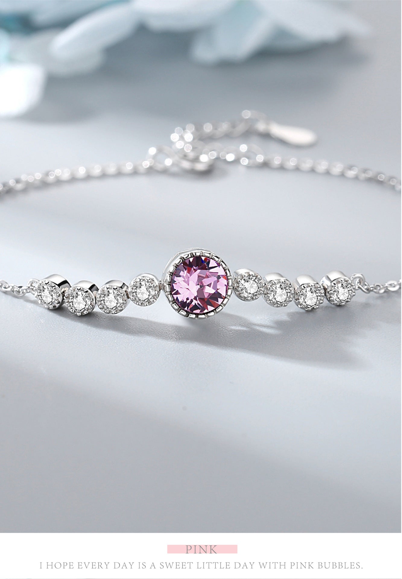 Romantic Luxury Crystal Sliver Bracelet for Women-Bracelets-Blue-Free Shipping Leatheretro