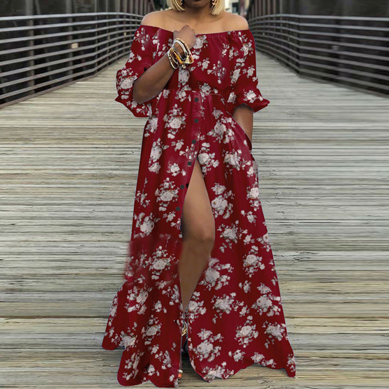 Sexy Off The Shoulder Long Maxi Dresses-Dresses-Wine Red-S-Free Shipping Leatheretro