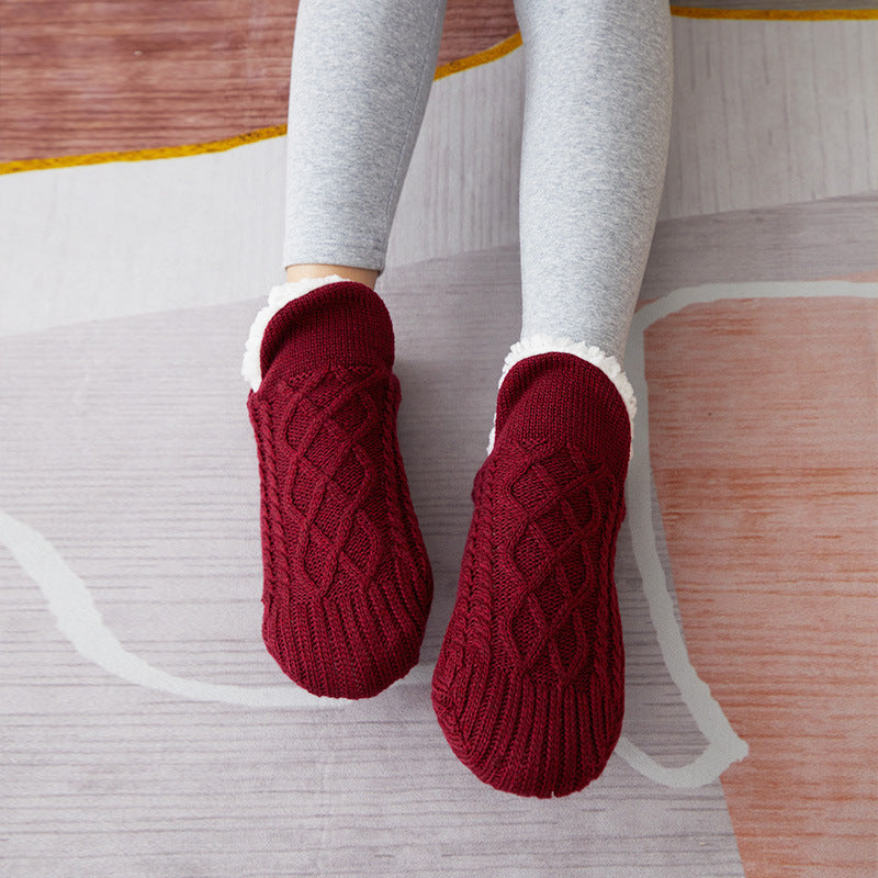 Warm Thicken Fleece Homewear Socks for Men&Women-Socks-Wine Red-35-39（24cm）-Free Shipping Leatheretro