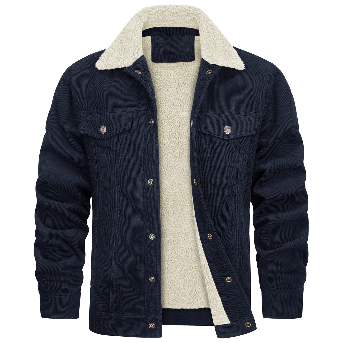 Casual Winter Long Sleeves Velvet Jacket Coats for Men-Coats & Jackets-Navy Blue-S-Free Shipping Leatheretro