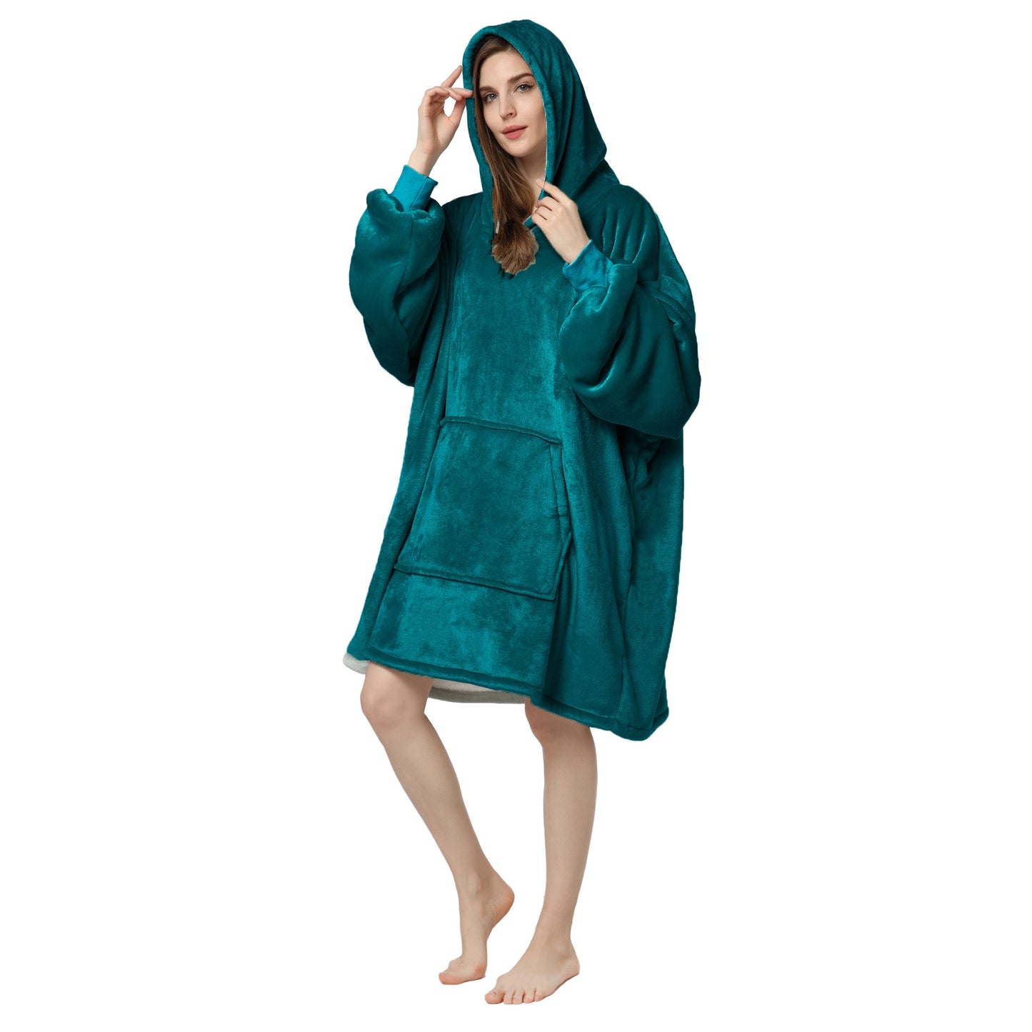 Plus Sizes Warm Hoodies Sleepwear for Couple-Blankets-Green-1-One Size-Free Shipping Leatheretro