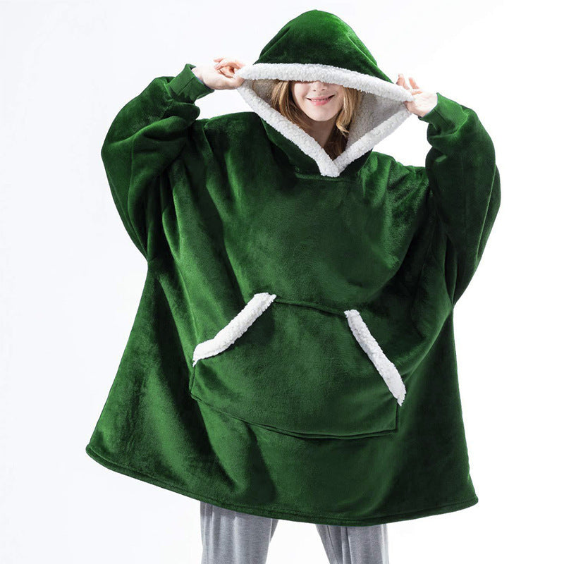 Wearable Fleece Hoodies Sleepwear for Watching TV-Blankets-Dark Green-One Size-Free Shipping Leatheretro