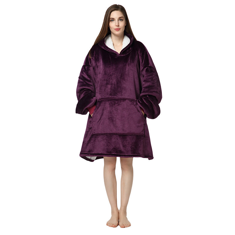Plus Sizes Warm Hoodies Sleepwear for Couple-Blankets-Dark Purple-One Size-Free Shipping Leatheretro