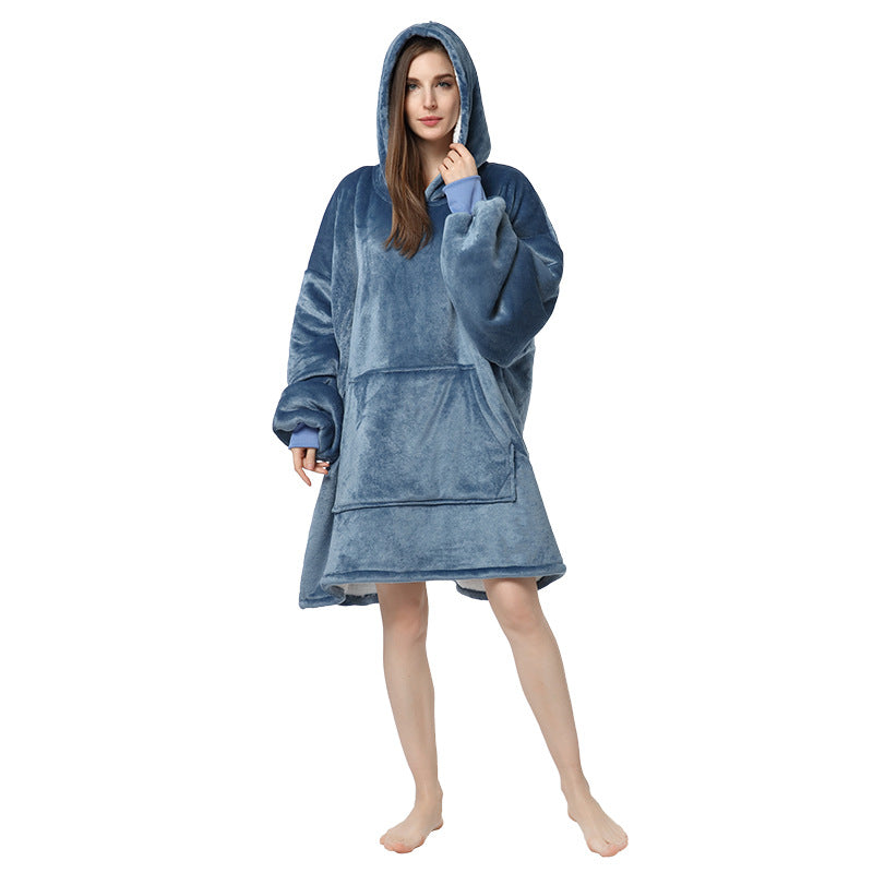 Plus Sizes Warm Hoodies Sleepwear for Couple-Blankets-Blue-One Size-Free Shipping Leatheretro
