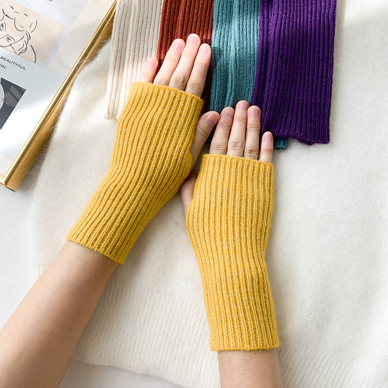 2 pairs/Set Winter Warm Knitted Gloves-Gloves & Mittens-Yellow-1-One Size-Free Shipping Leatheretro