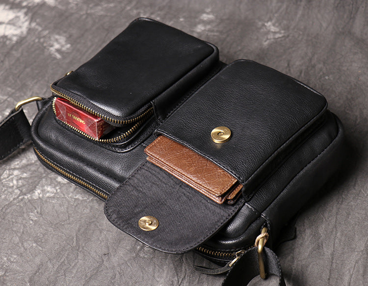 Calf Leather Bags for Men 108-Handbags, Wallets & Cases-Black-Free Shipping Leatheretro