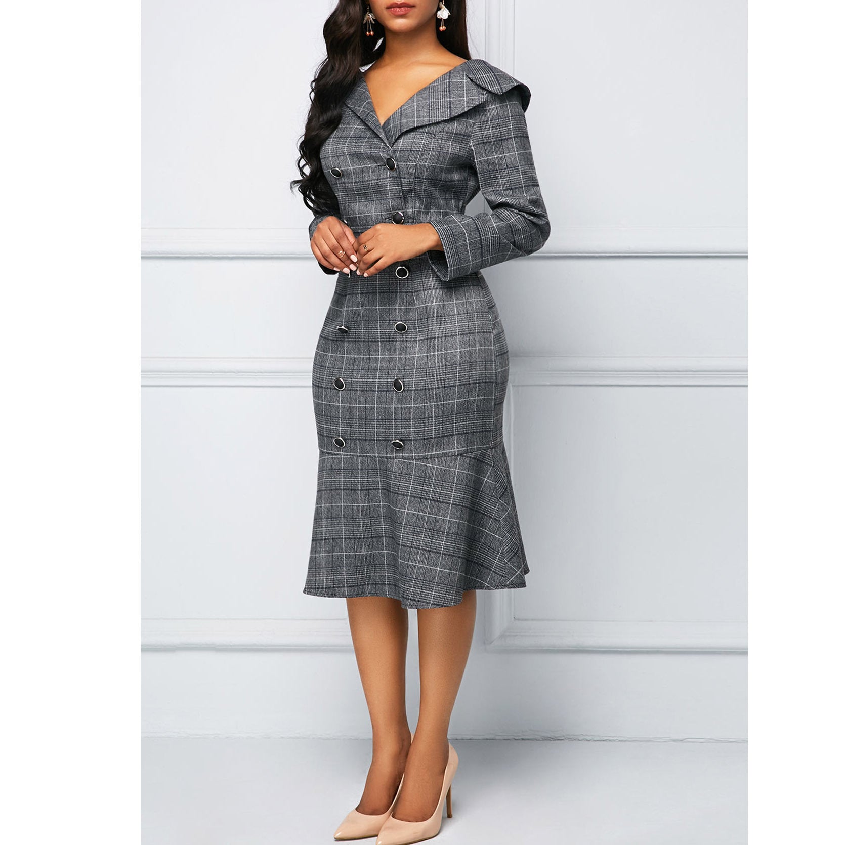 Elegant Office Lady Women Plus Sizes Dresses-Dresses-Purple-S-Free Shipping Leatheretro