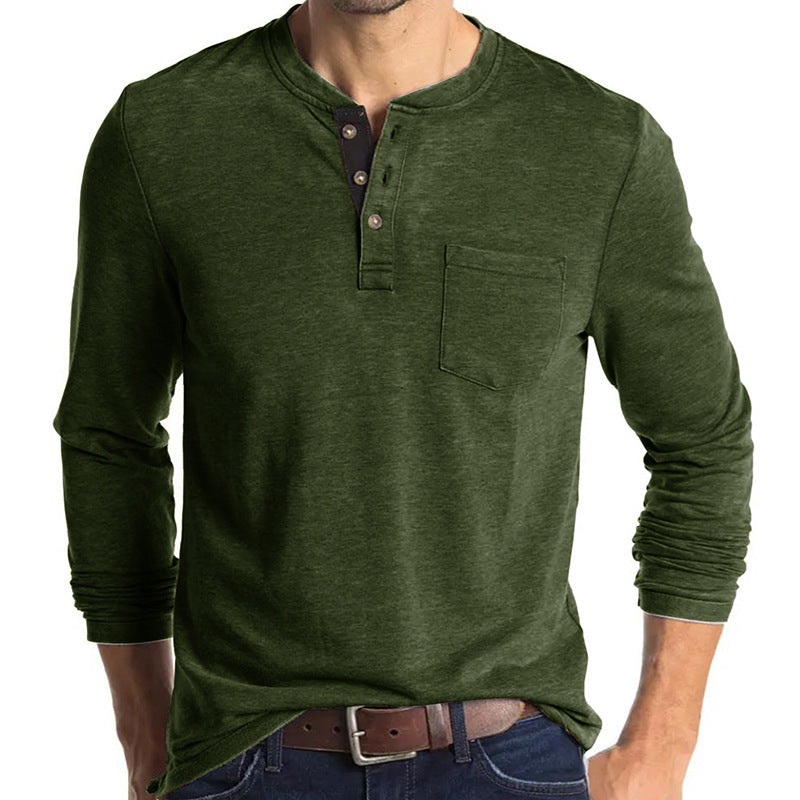 Casual Long Sleeves T Shirts for Men-Shirts & Tops-Army Green-S-Free Shipping Leatheretro