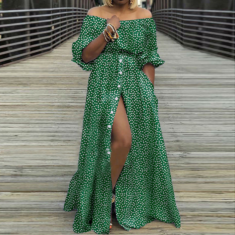Sexy Off The Shoulder Long Maxi Dresses-Dresses-Green Dot-S-Free Shipping Leatheretro