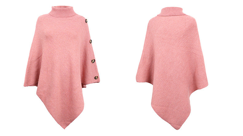Casual High Neck Knitted Cloak Coats for Women-Coats & Jackets-Pink-F-Free Shipping Leatheretro