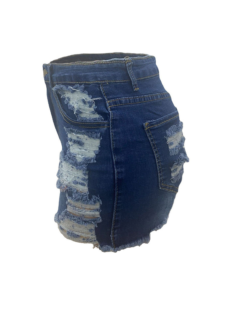 Sexy High Waist Broken Holes Short Jeans-Pants-Gray-S-Free Shipping Leatheretro