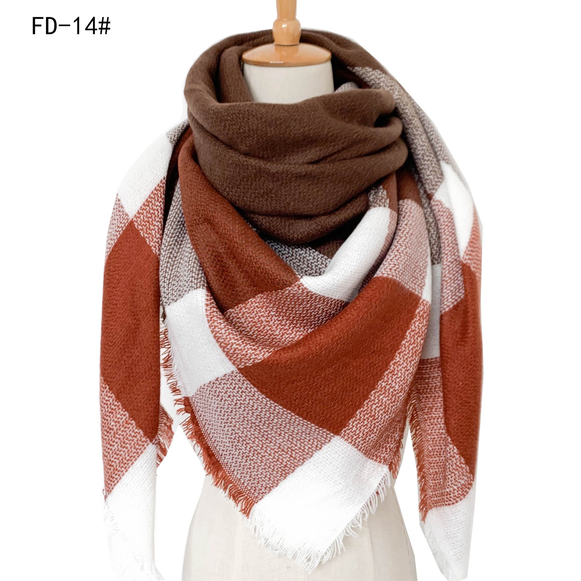 Winter Warm Plaid Scarves for Women-Scarves & Shawls-Coffee-1-140cm-Free Shipping Leatheretro