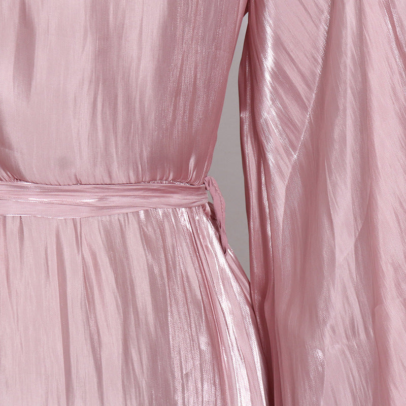 Luxury Elegant Feather Design Pink Long Dresses-Dresses-Pink-S-Free Shipping Leatheretro