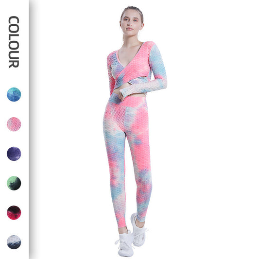 Sexy Dyed Sports Yoga Suits for Women-Activewear-Blue-S-Free Shipping Leatheretro