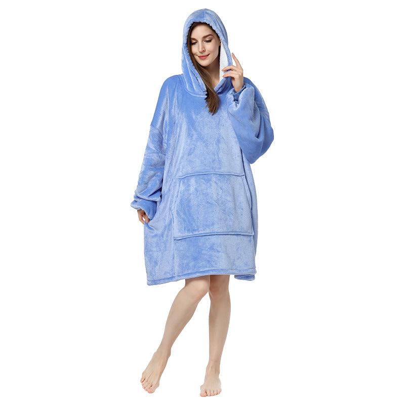 Plus Sizes Warm Hoodies Sleepwear for Couple-Blankets-Light Blue-One Size-Free Shipping Leatheretro