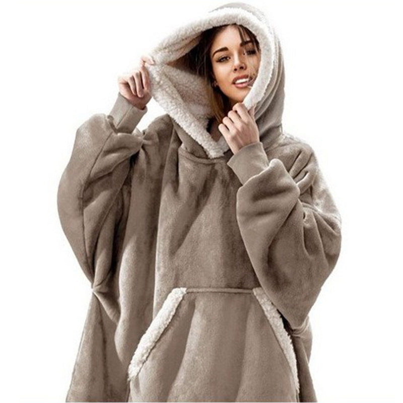 Wearable Fleece Hoodies Sleepwear for Watching TV-Blankets-Dark Brown-One Size-Free Shipping Leatheretro