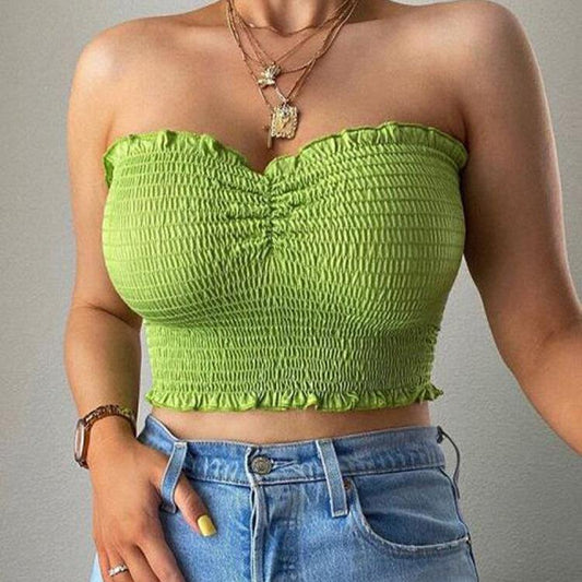 Women Summer Strapless Sheath Crop Tops-Crop Top-1-S-Free Shipping Leatheretro
