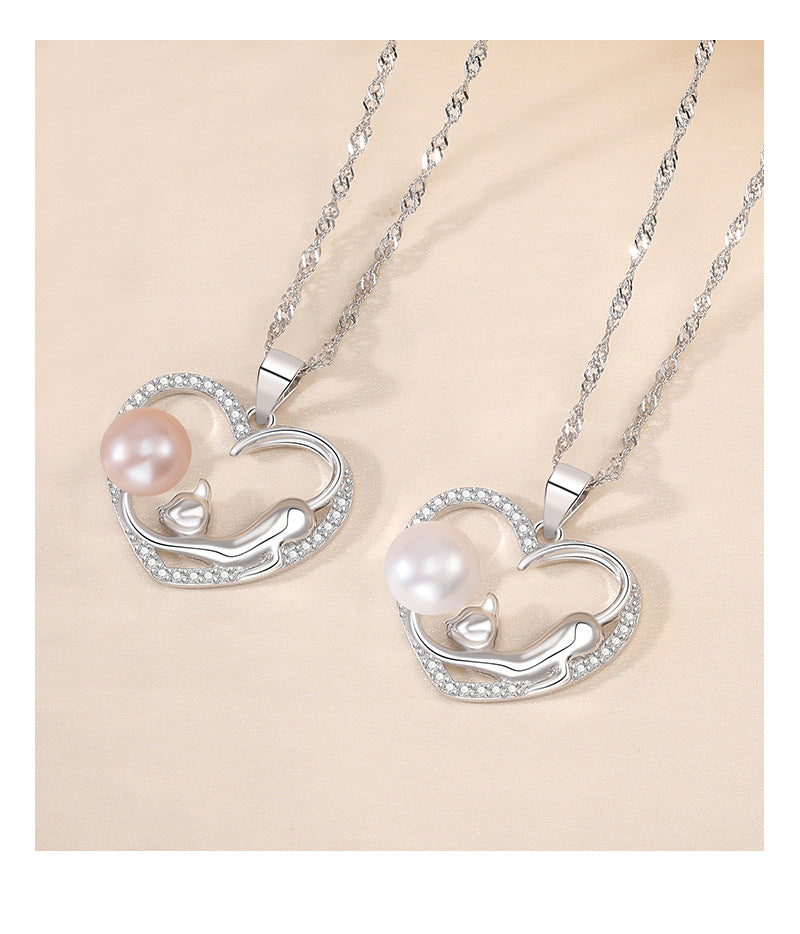 Designed Sterling Silver Necklace for Women 1793-Necklaces-White Pearl-Free Shipping Leatheretro