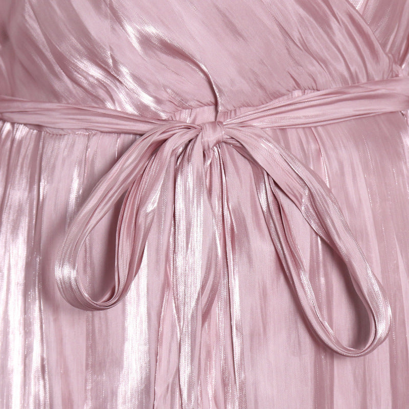 Luxury Elegant Feather Design Pink Long Dresses-Dresses-Pink-S-Free Shipping Leatheretro