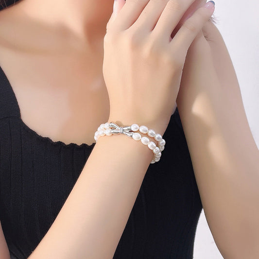 Fashion Butterfly Design Sterling Silver Pearl Bracelets-Bracelets-The same as picture-Free Shipping Leatheretro