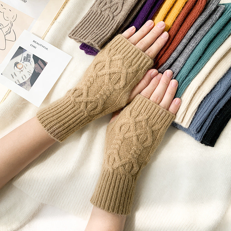 2 pairs/Set Winter Warm Knitted Gloves-Gloves & Mittens-Brown-One Size-Free Shipping Leatheretro
