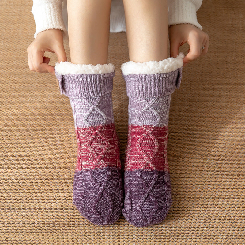 Winter Warm Velvet Sherpa Long Socks-socks-Purple-One Size-Free Shipping Leatheretro