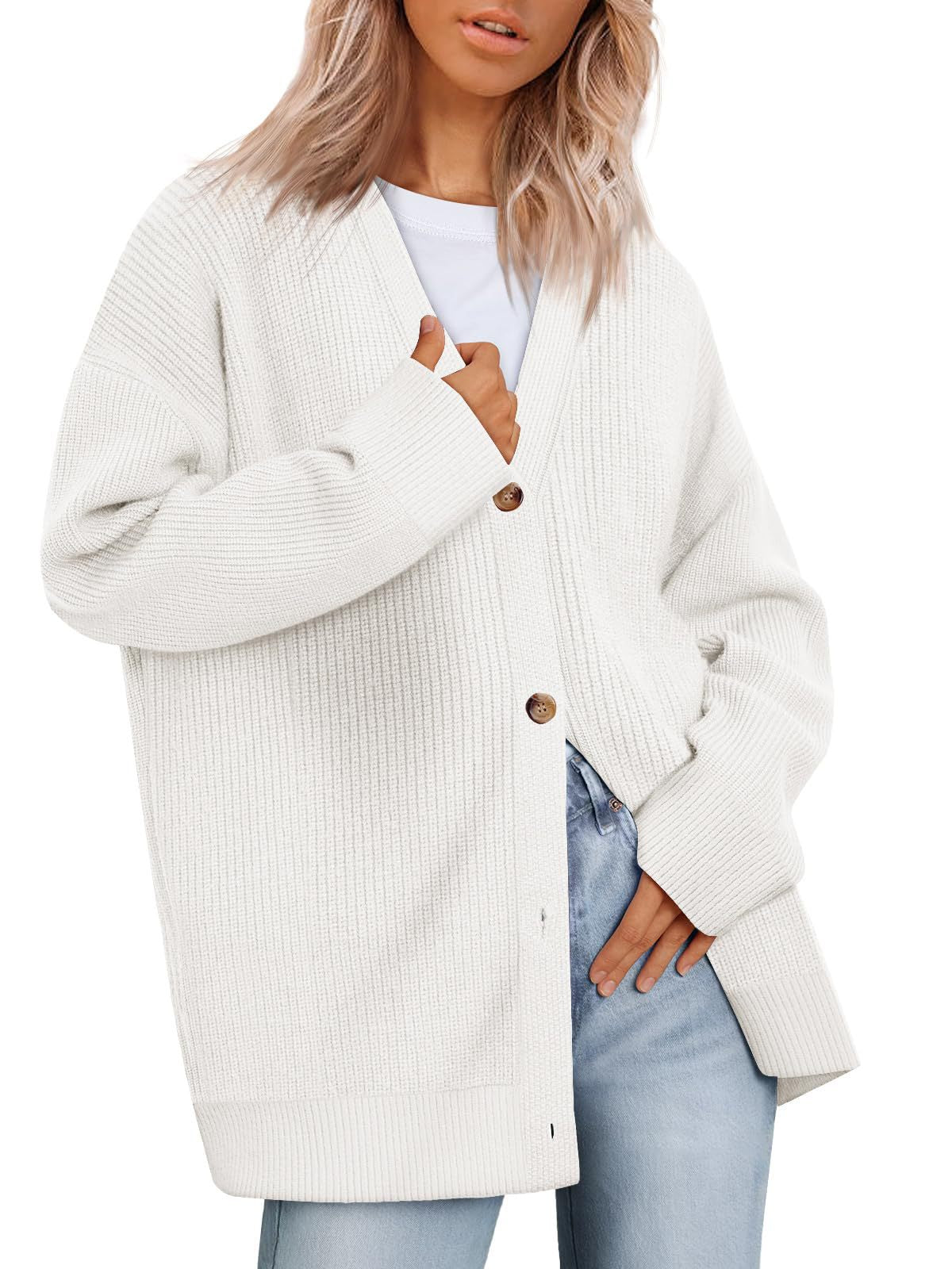 Casual Women Knitted Cardigan Sweaters-Outerwear-White-S-Free Shipping Leatheretro