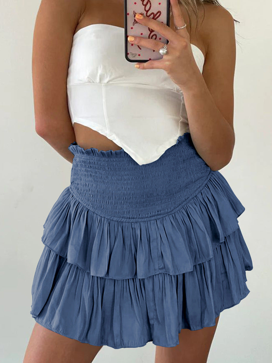 Fashion Summer Ruffled Mini Skirts for Women-Skirts-Gray-S-Free Shipping Leatheretro