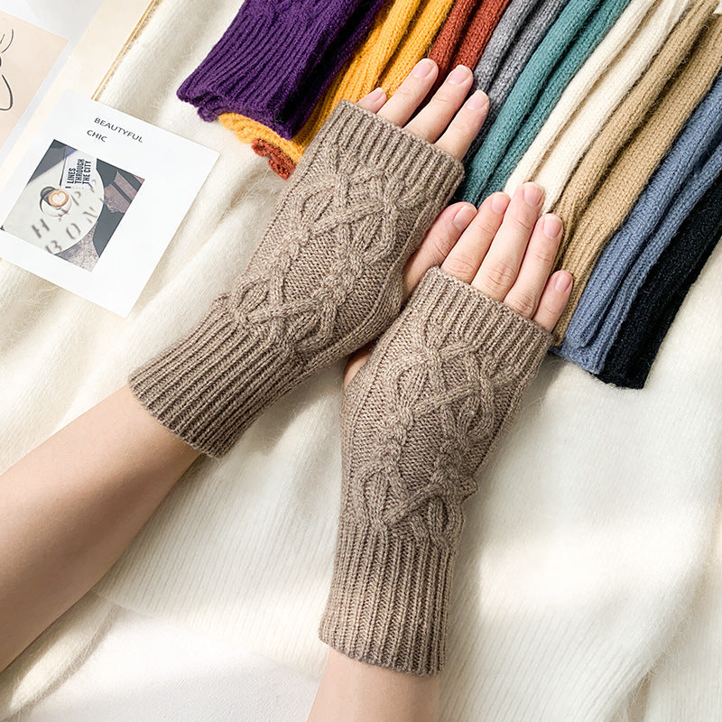 2 pairs/Set Winter Warm Knitted Gloves-Gloves & Mittens-Light Coffee-One Size-Free Shipping Leatheretro