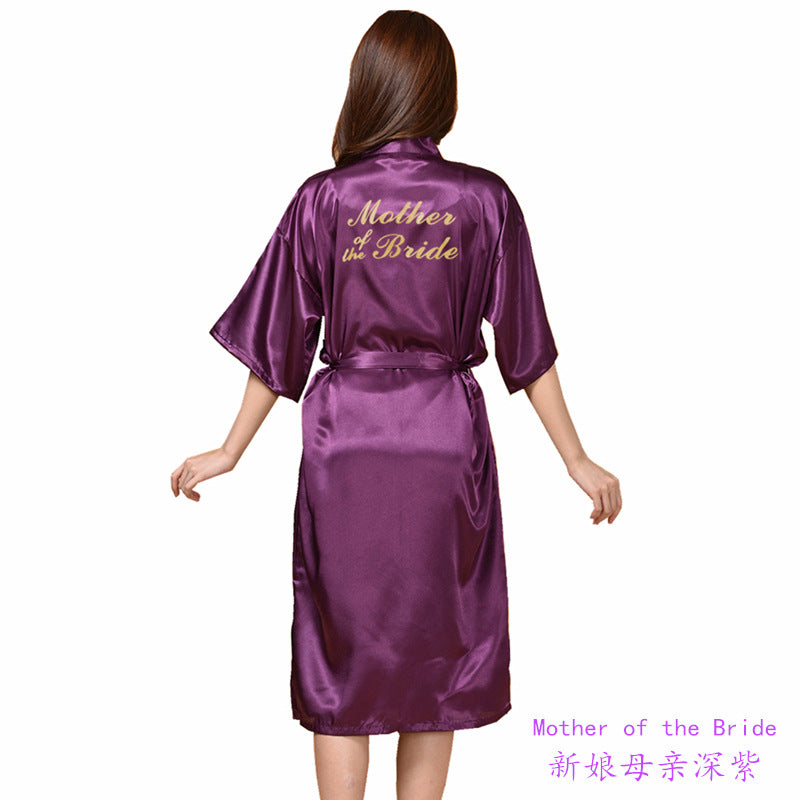 Sexy Satin Mother of Bride Wedding Women Long Night Gown-Sleepwear & Loungewear-Purple-M-Free Shipping Leatheretro
