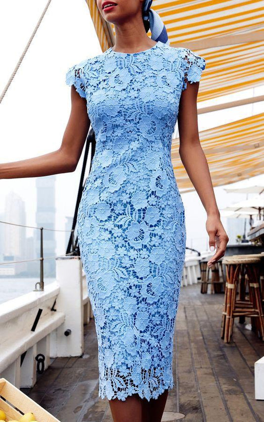 Blue Round Neck Sleeveless Bodycon Dresses-Mini Dresses-Blue-S-Free Shipping Leatheretro