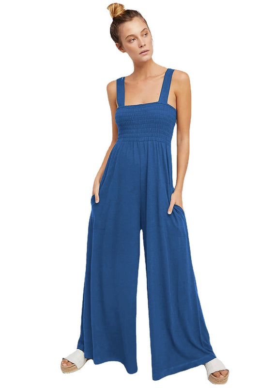 Casual Summer Wide Legs Jumpsuits for Women-Jumpsuits-Black-S-Free Shipping Leatheretro