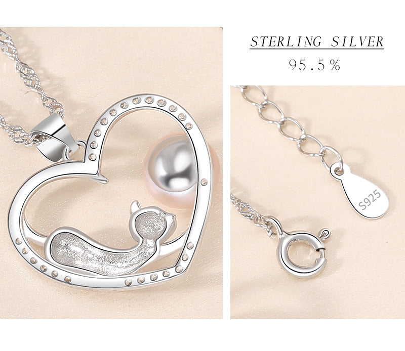 Designed Sterling Silver Necklace for Women 1793-Necklaces-White Pearl-Free Shipping Leatheretro