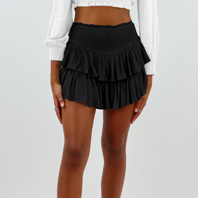 Fashion Summer Ruffled Mini Skirts for Women-Skirts-Black-S-Free Shipping Leatheretro