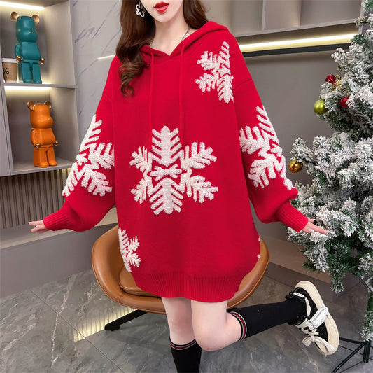 Merry Christmas Winter Knitted Hoodies Sweaters-Shirts & Tops-Red-One Size-Free Shipping Leatheretro