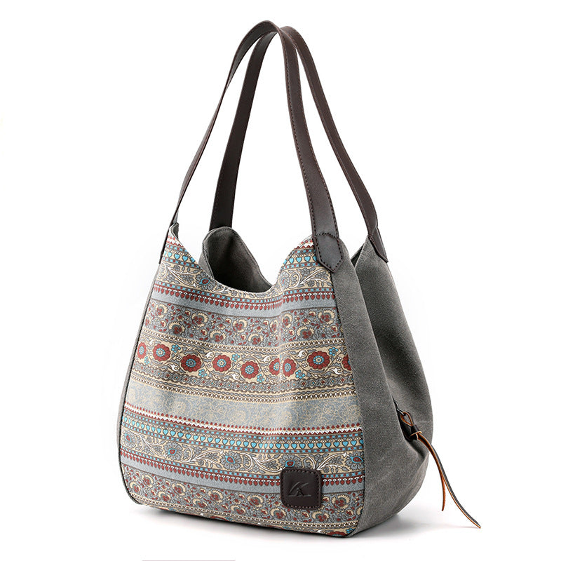 Boho Style Canvas Tote Handbags for Women 1677-Handbags-Gray-Free Shipping Leatheretro