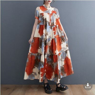 Vintage Summer Long Dresses-Dresses-Orange-One Size-Free Shipping Leatheretro