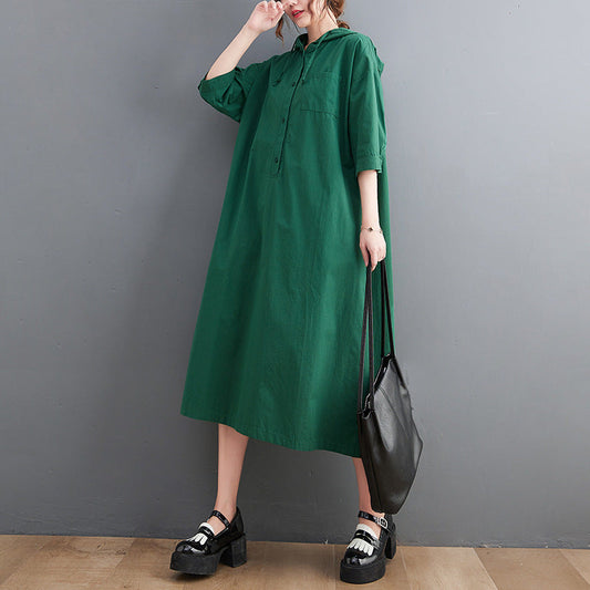 Fashion Cotton Summer Plus Sizes Dresses-Dresses-Black-One Size-Free Shipping Leatheretro