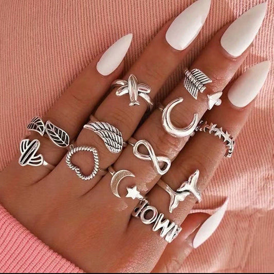 Vintage Boho Style Micro Inlays Ring Sets-Rings-The same as picture-Free Shipping Leatheretro