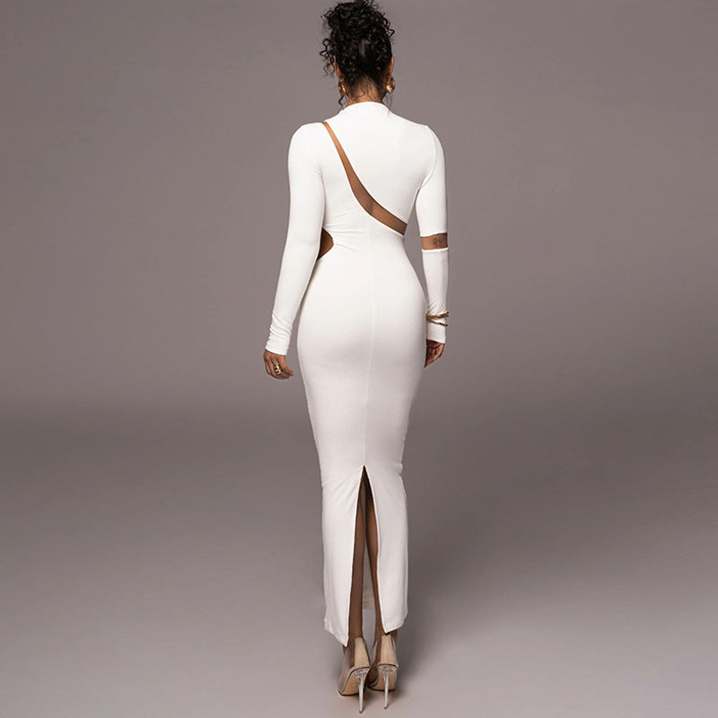 Sexy Fashion Backless Long Sleeves Dresses-Dresses-White-S-Free Shipping Leatheretro