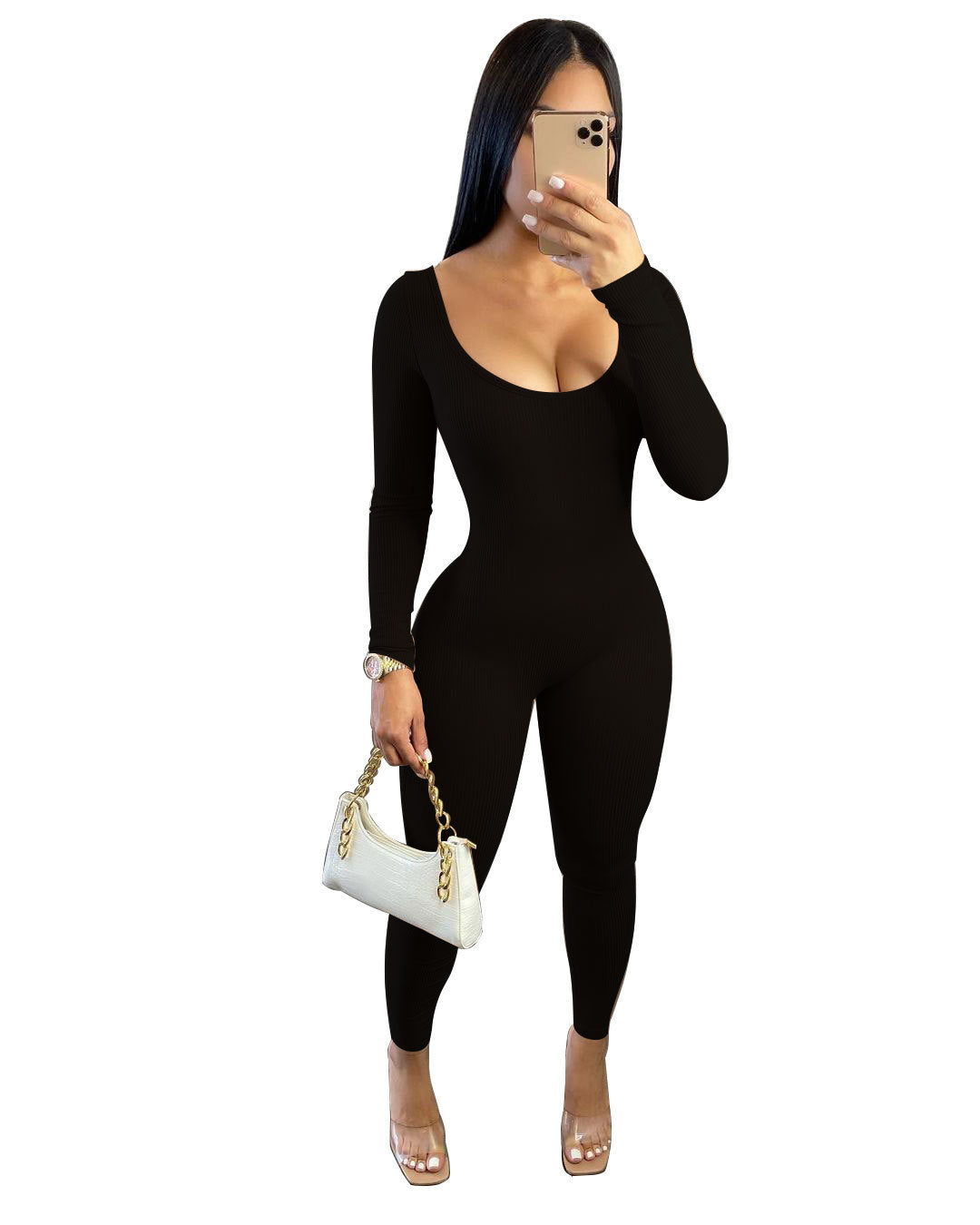Sexy Women Jumpsuits-Jumpsuits & Rompers-Black-S-Free Shipping Leatheretro