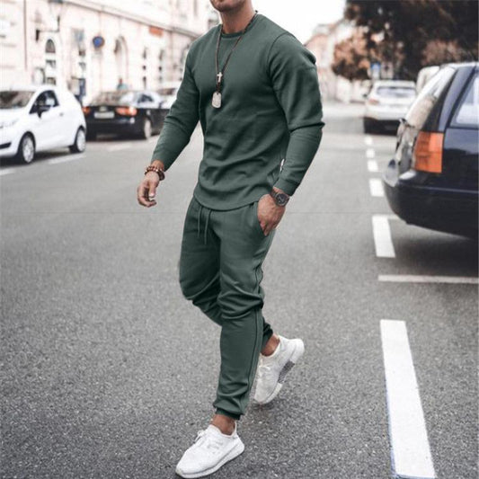 Casual Long Sleeves Men Two Pieces Suits-Men Suits-Green-M-Free Shipping Leatheretro