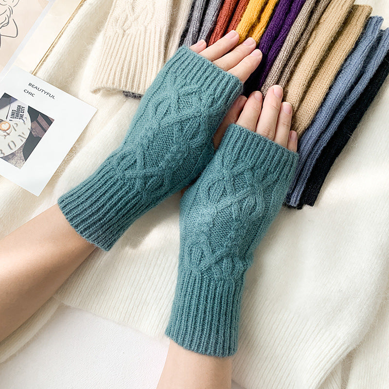 2 pairs/Set Winter Warm Knitted Gloves-Gloves & Mittens-Light Blue-One Size-Free Shipping Leatheretro
