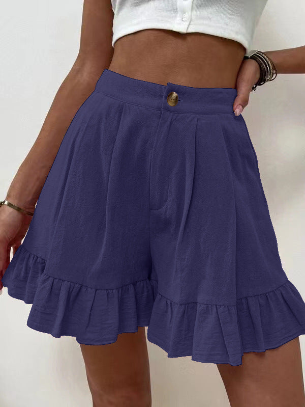 Casual High Waist Summer Short Pants for Women-Shorts-Navy Blue-S-Free Shipping Leatheretro